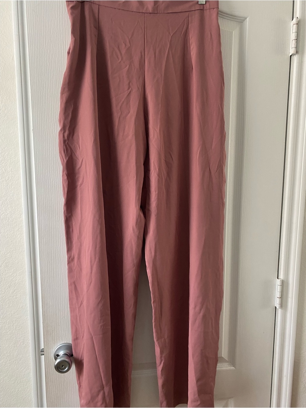 Danica High-Rise Split-Hem Wide Leg Pants in Dusty Rose Quiet Luxury Workwear L - Picture 10 of 14